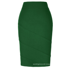 Kate Kasin Occident Women OL skirt High Stretchy Hips-Wrapped Dark Green Pencil Skirt KK000269-5